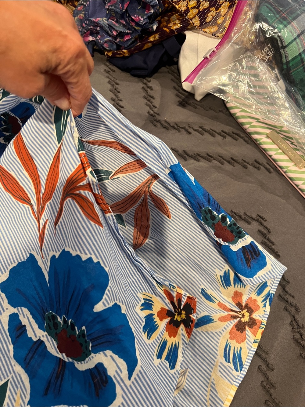 Floral Blue Tie-Waist Midi Dress - Picture 6 of 9